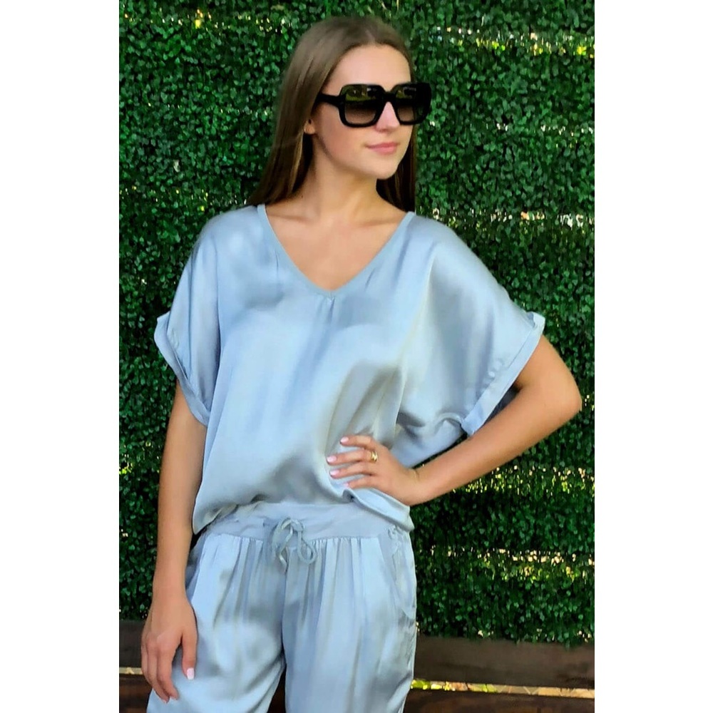 Sofia Satin V-Neck Top